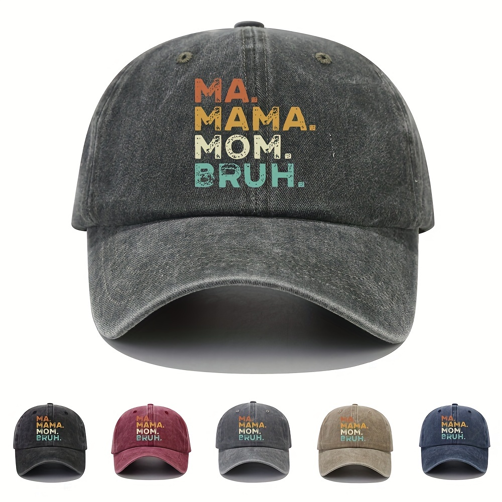 MAMA MOM Print Baseball Cap Vintage Washed Distressed Adjustable Dad Hat