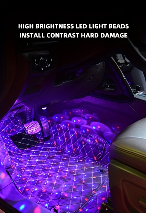 car light 4in1 foot car light led decorative light black details 2