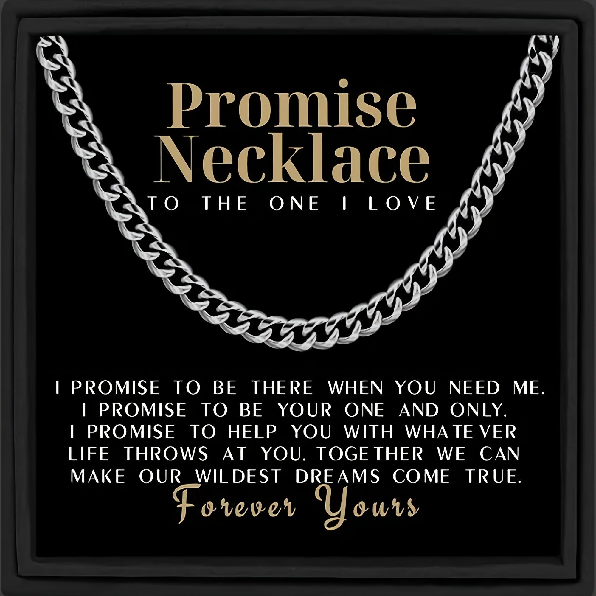 

1pc Promise Necklace Gift For Him Husband, Cuban Chain Necklace For Man, Gift For Boyfriend, Necklace With Message Card And Gift Box