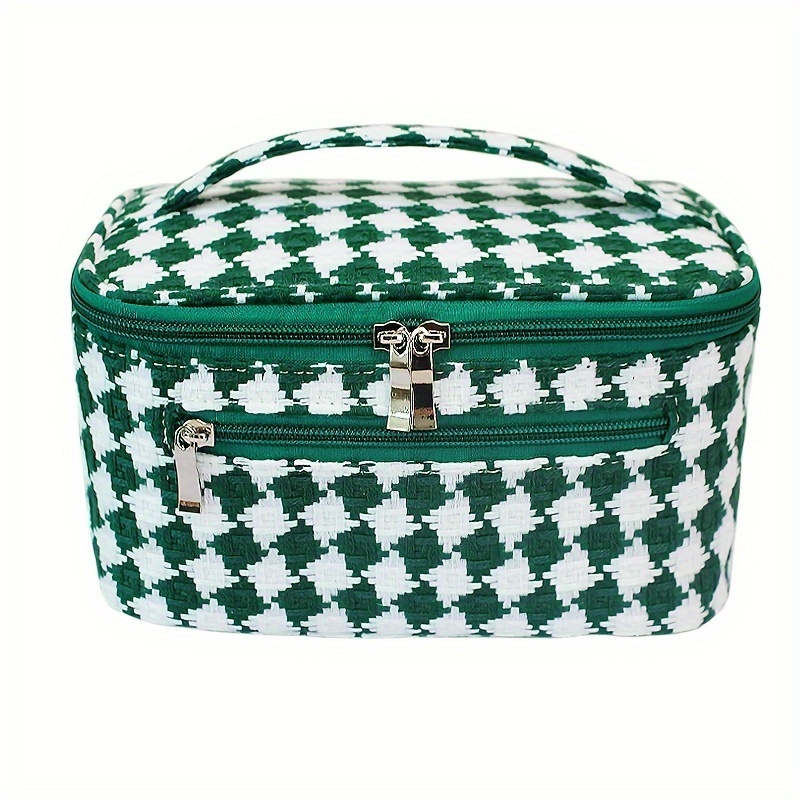 Makeup Bag Set Checkered Cosmetic Bag, Large Capacity Canvas Travel Toiletry  Bag Organizer, Cute Makeup Brushes Storage Bag For Women - Temu