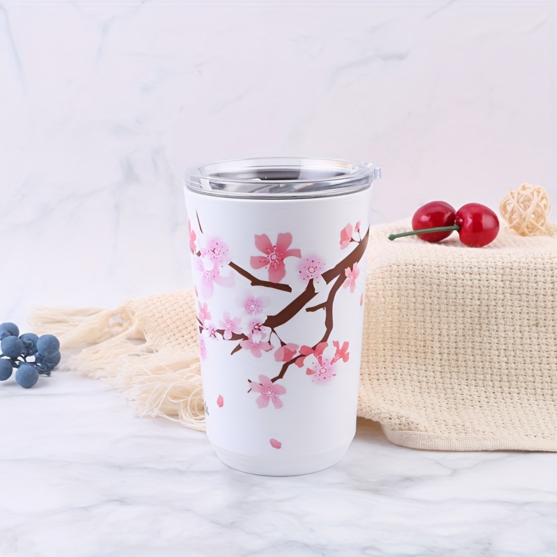 Cherry Coffee Mug With Lid Stainless Steel Coffee - Temu