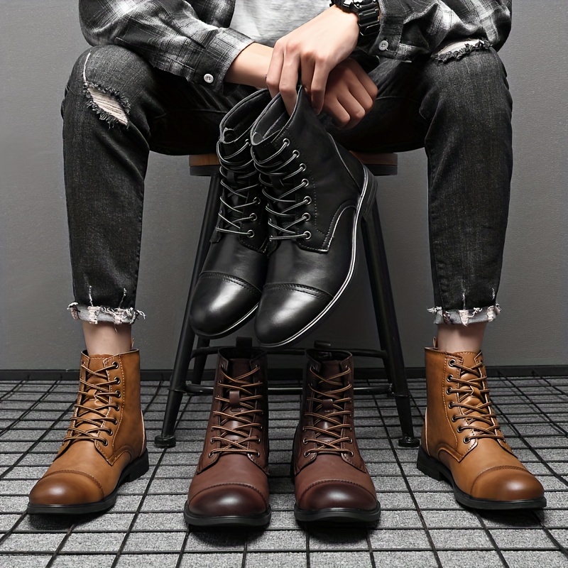 Botas Cordones Hombre, Zapatos Casuales Caminar, Botas Servicio Botas  Inspiradas - Calzado Hombre - Temu Chile