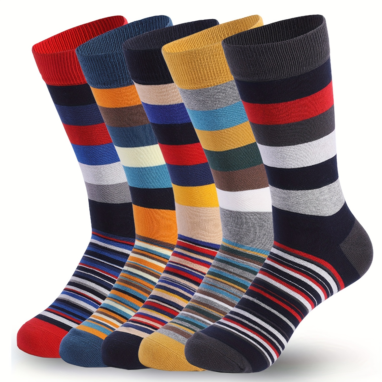 Men's Fun Novelty Colorful Striped Casual Crew Socks Cool - Temu