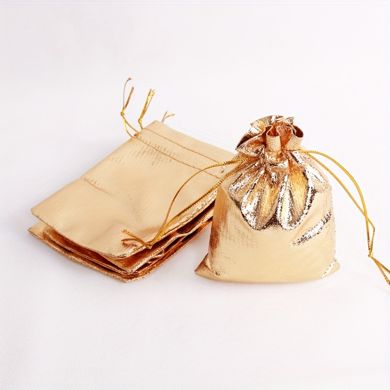 Lot Gold Foil Cloth Drawstring Gift Bags Perfect For - Temu