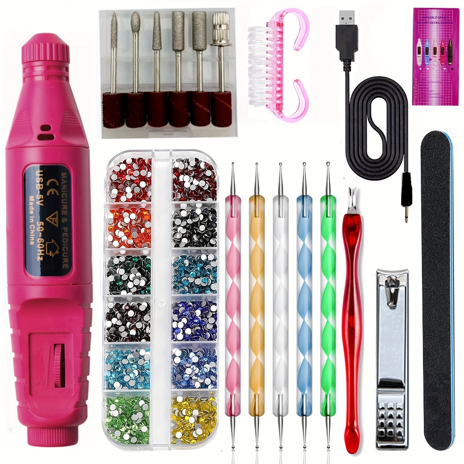 Nail Brush Nail Design Tool Kit With Nail Brush Nail Point - Temu