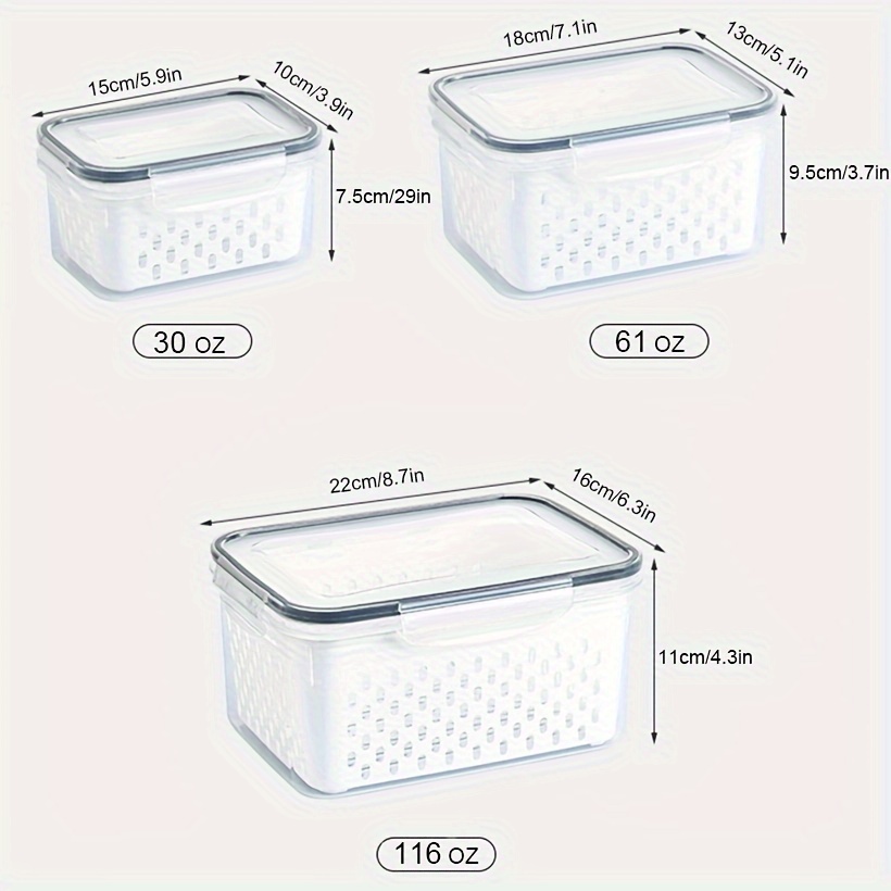 Wetproof Detachable Plastic Organizer Box With Drain Basket Fruit Fresh  Kitchen
