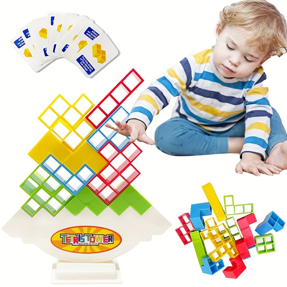 3D Tetra Tower Game Balance Building Blocks Stacking Toys Board