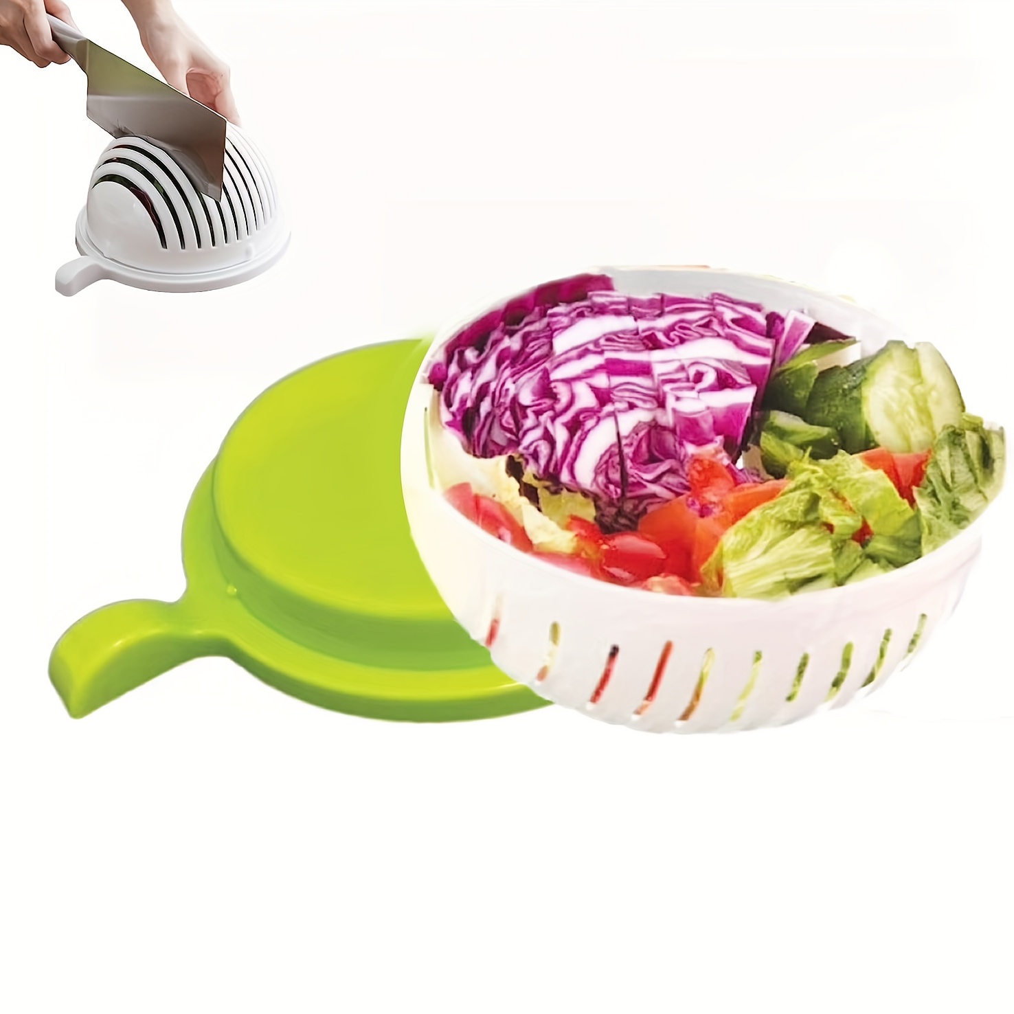 3 in 1 Snap Salad Cutter Bowl, 2Pcs Multi-Functional Fast Salad Chopper  Bowl and Cutter,60 Second Salad Cutter Veggie Choppers, Safe and Non-Toxic