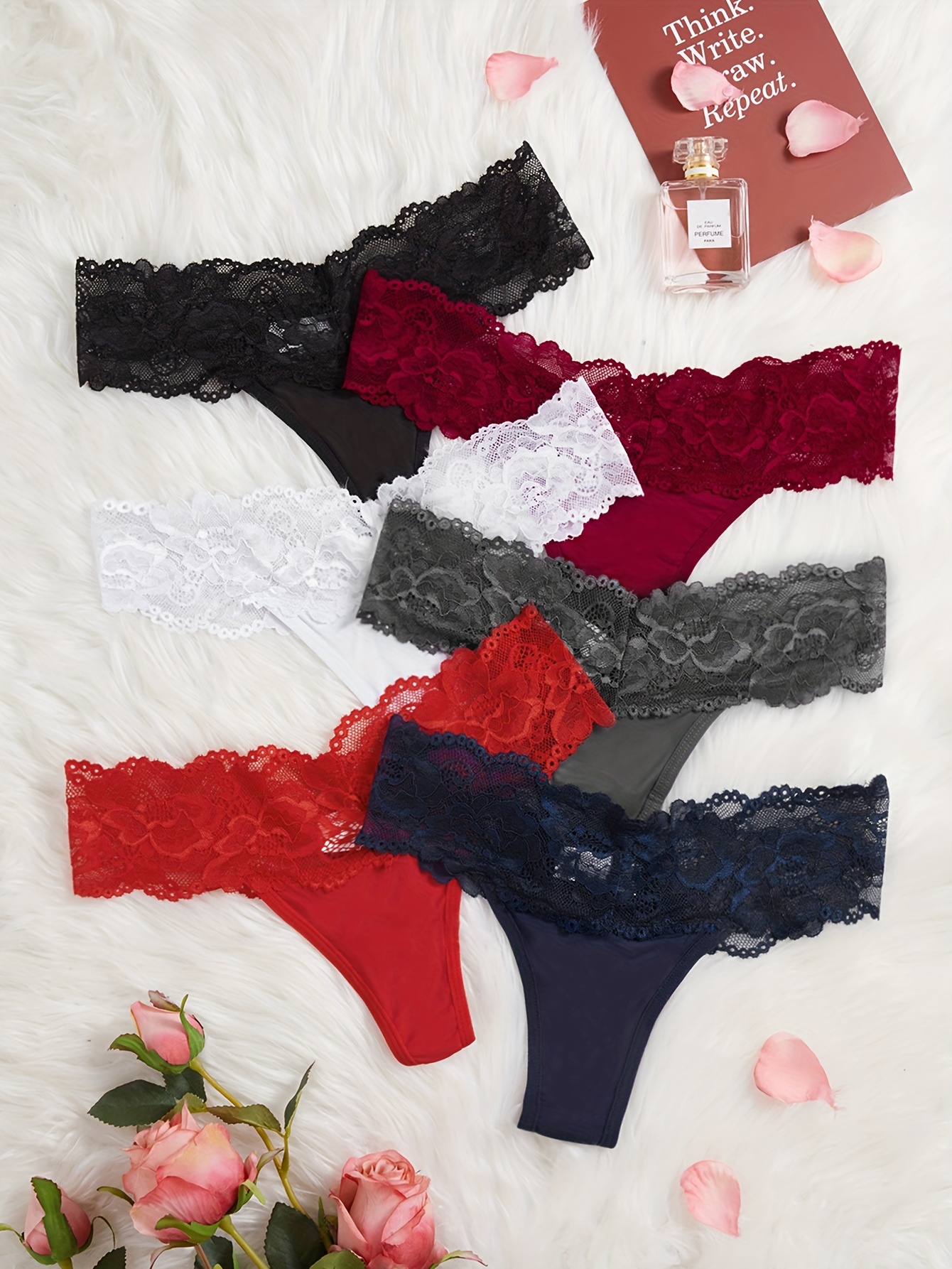 Women's Lace Thong Underwear Briefs Panty Sets Multicolor - Temu Canada