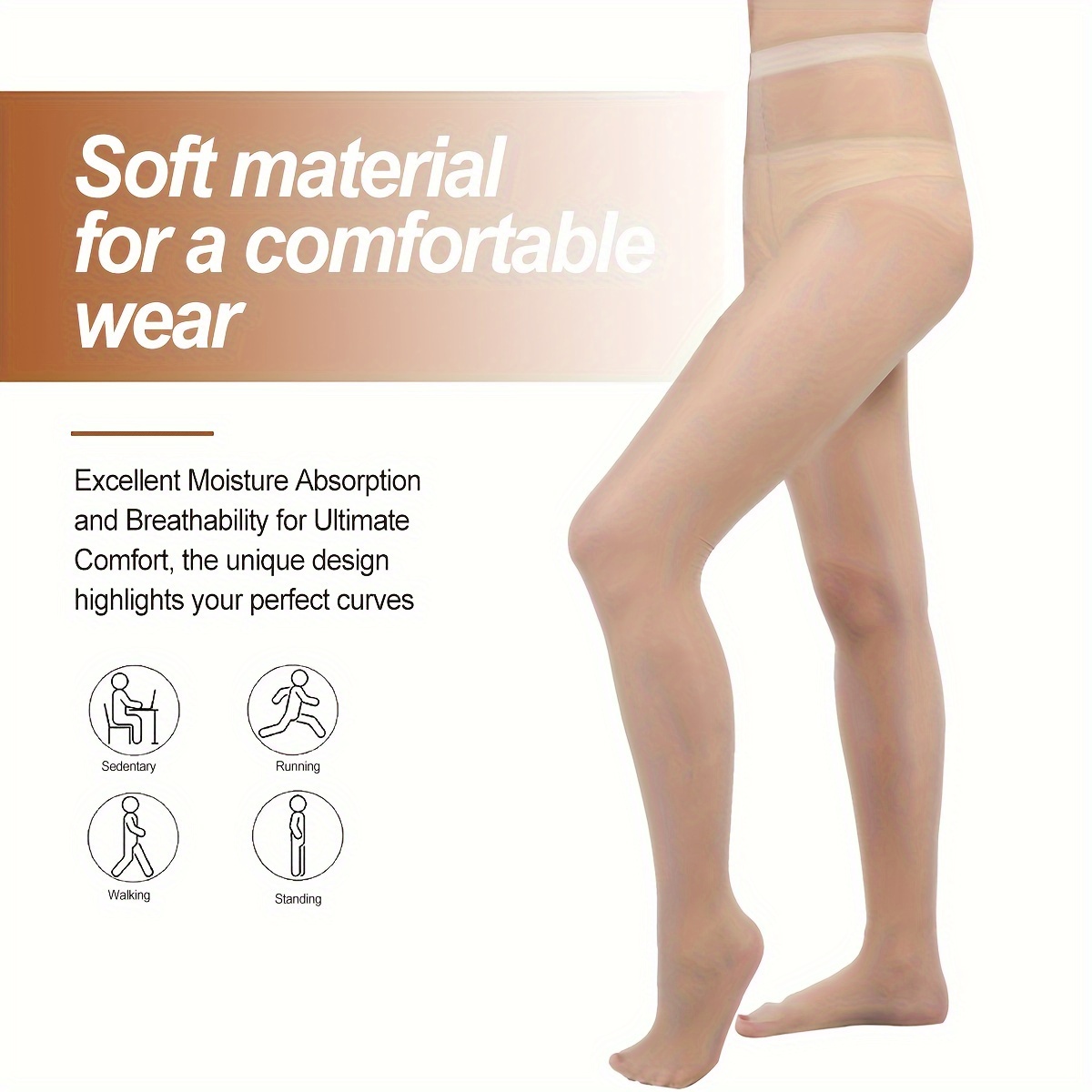1pc Anti-slip Elastic Footed Mid-thick Pantyhose Tights