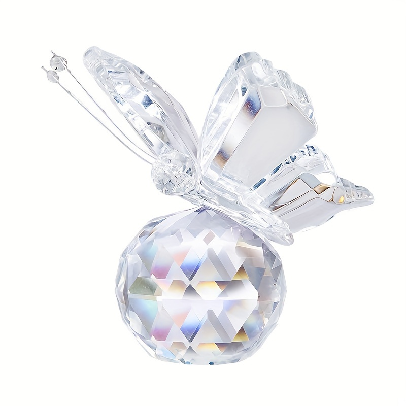 Crystal Flying Butterfly With Crystal Ball Base Statue - Temu