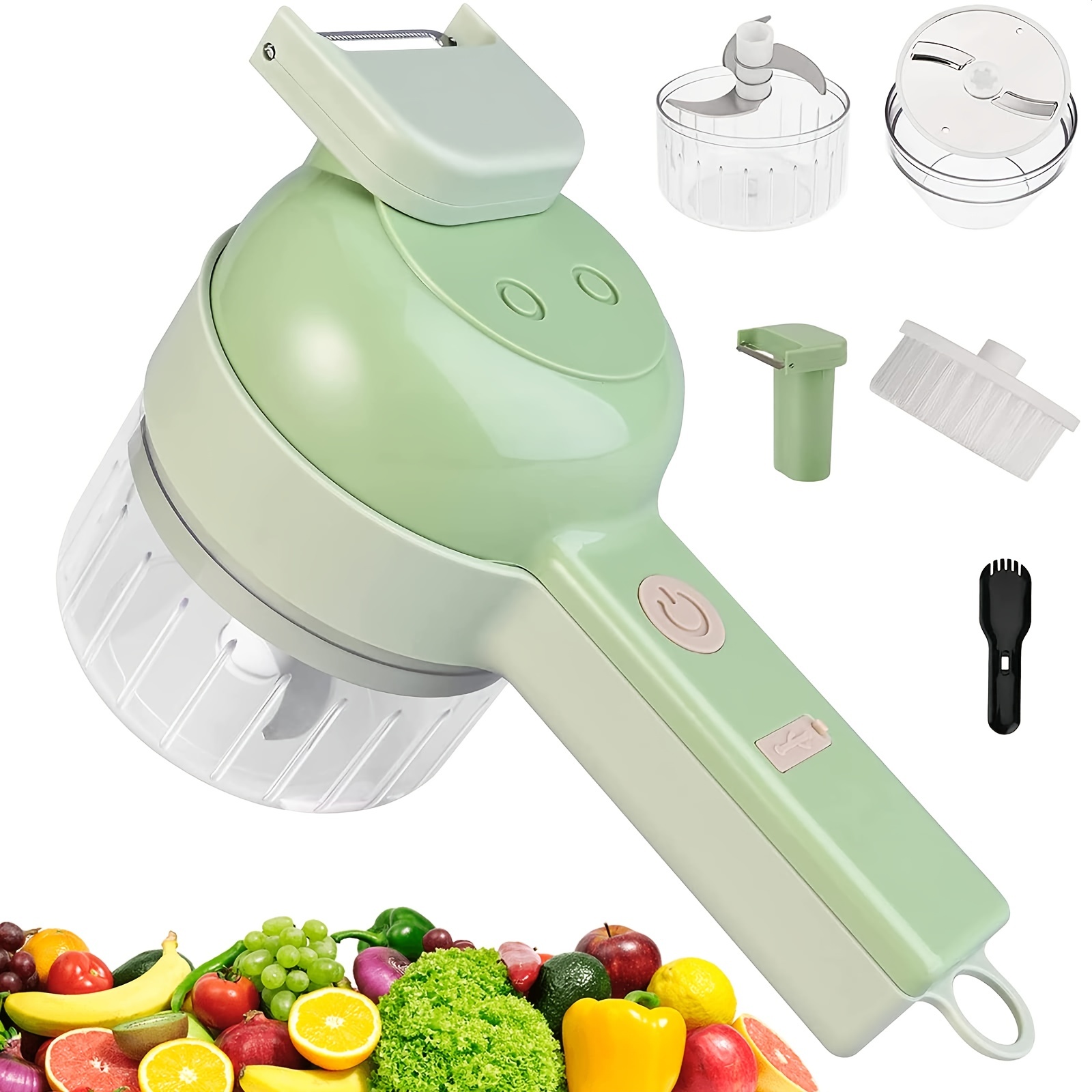 4 In 1 Electric Vegetable Cutter Set: Garlic Chopper, Onion Cutter, Chili Pepper Chopper & More