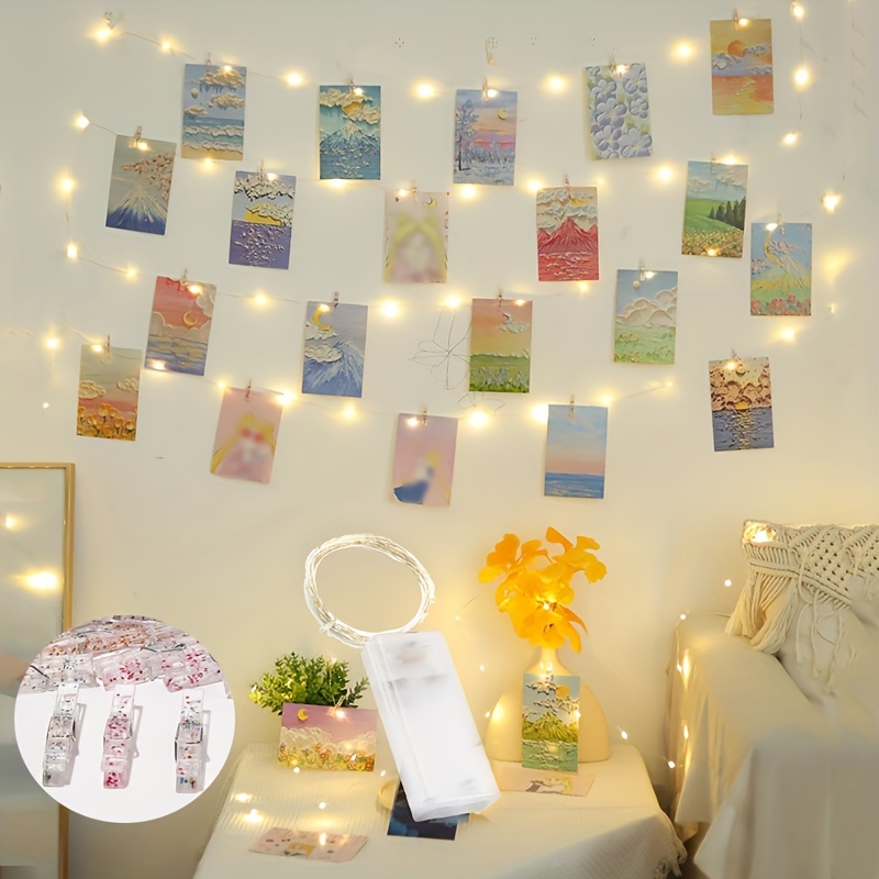 Led Bright Fairy String Lights Card Picture Photo Clips - Temu