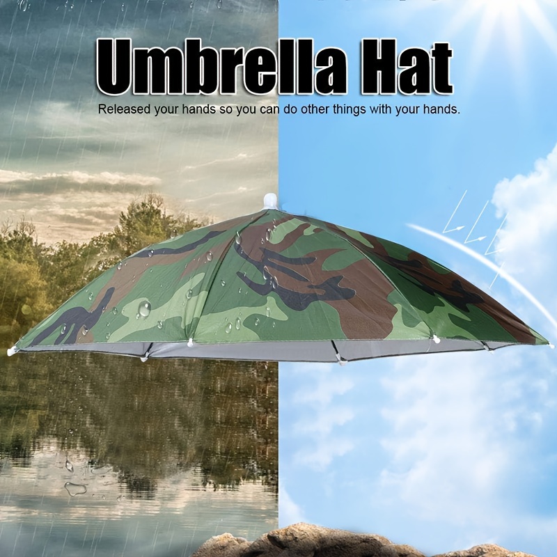 Portable Rain Umbrella Hat Army Green Foldable Outdoor Pesca Sun Shade  Waterproo