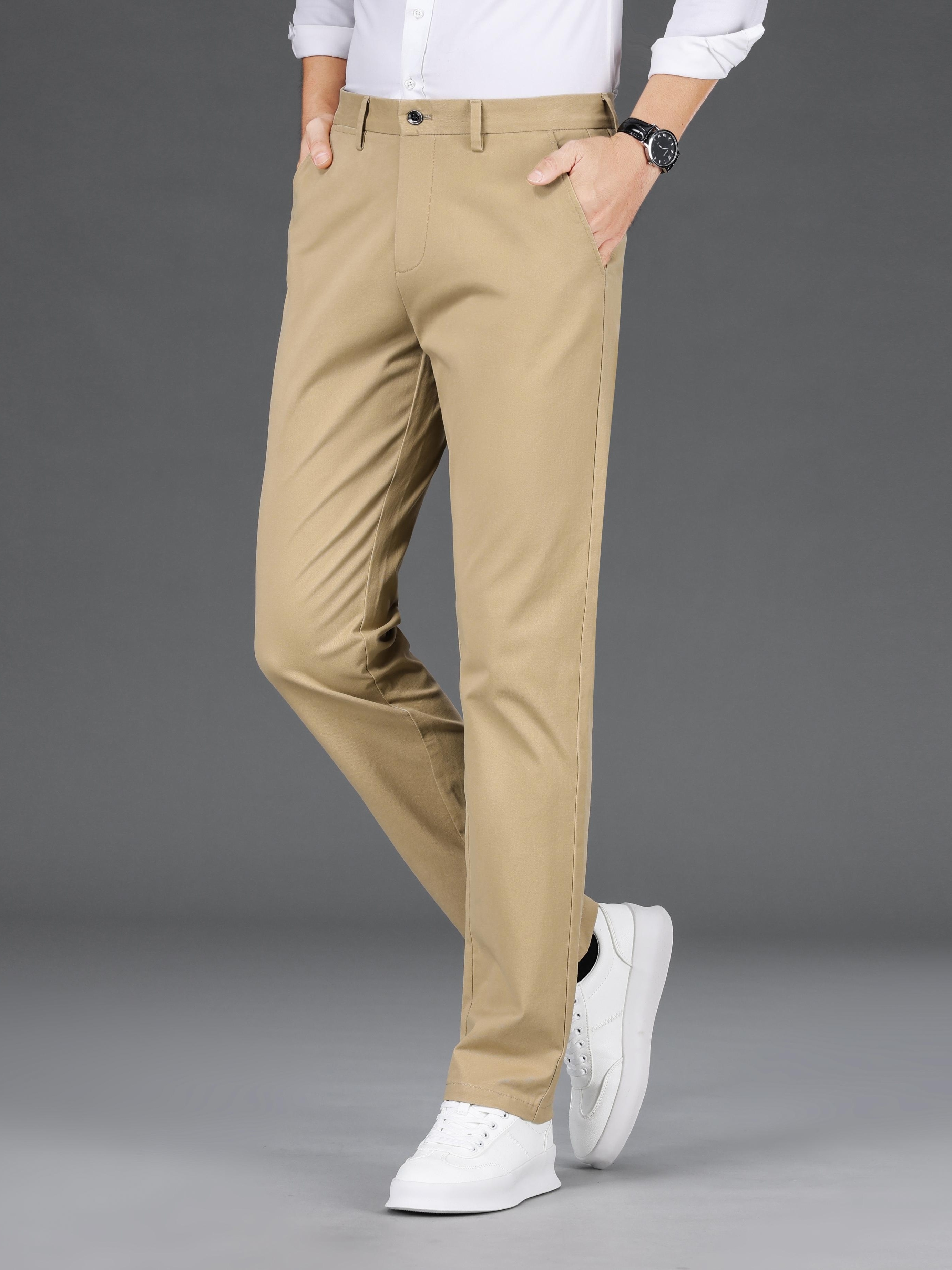 2023 Autumn Men's Suit Casual Pants Business Classic Straight Cropped Pants  Large Size Black 27 at  Men's Clothing store