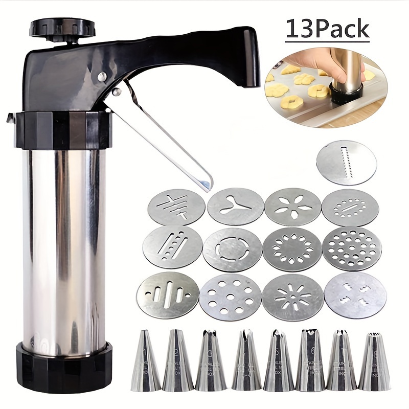 Cookie Press Machine Stainless Steel Biscuit Maker and Churro Maker with 20  Discs and 4 Icing Tips