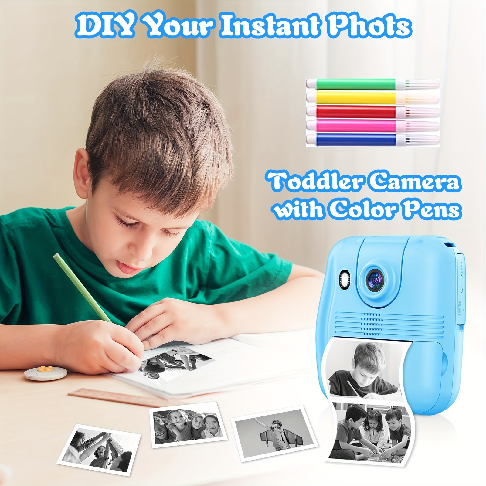 Instant Print Camera For Kids 0 Ink Instant Print Photo - Temu