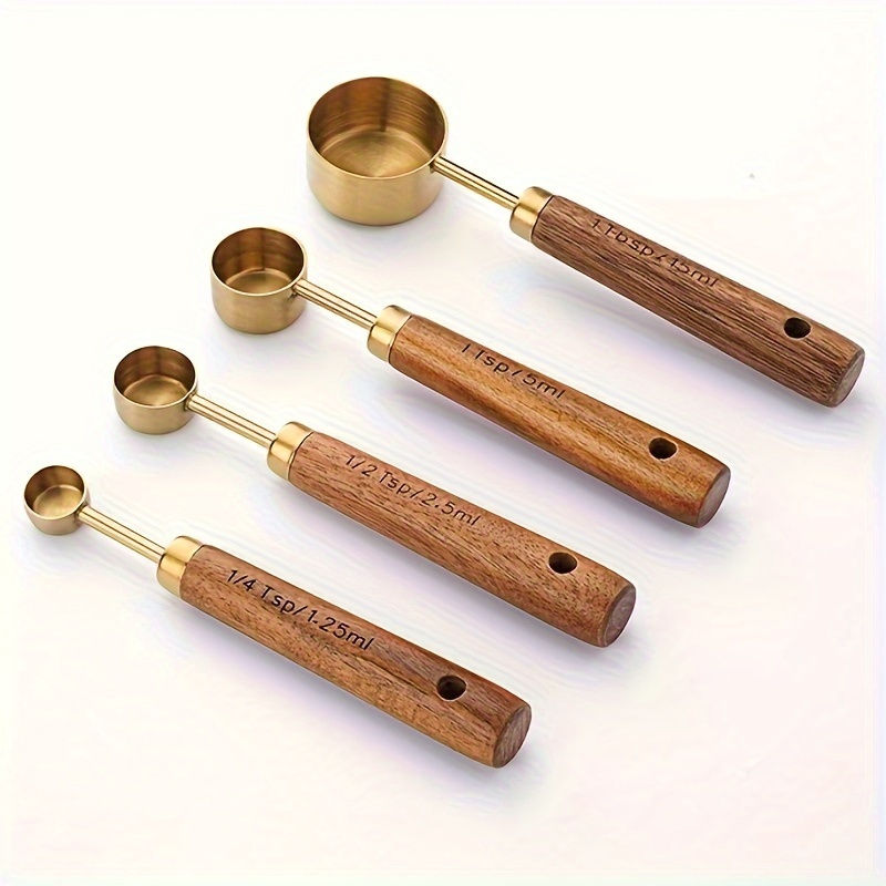 Stainless Steel Acacia Wooden Handle Measuring Cup Measuring - Temu Canada