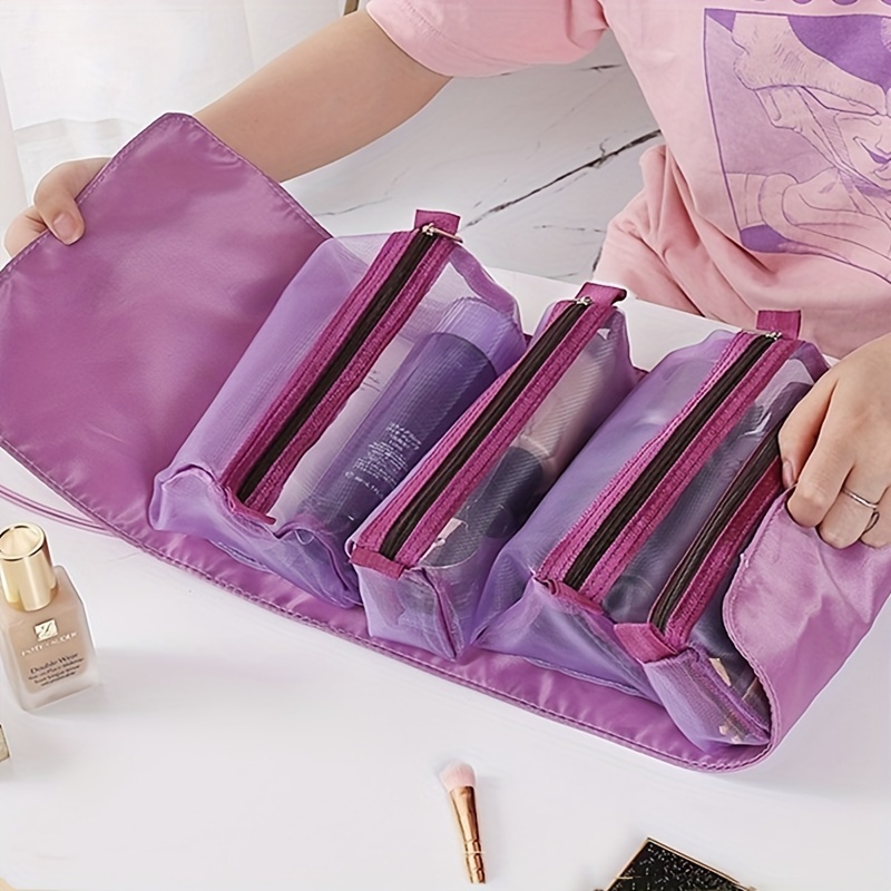 4 in 1 Makeup Bag Toiletry Bag Foldable Compact Cosmetic Kit