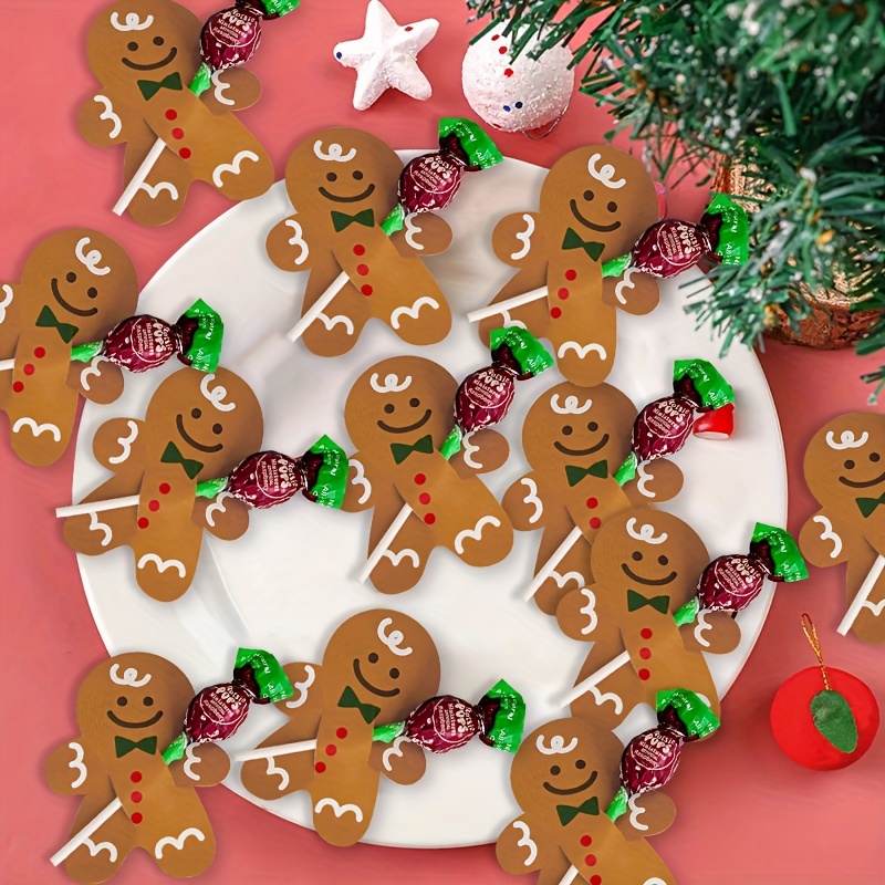 Christmas Cute Gingerbread Man Lollipop Decoration Cards ...