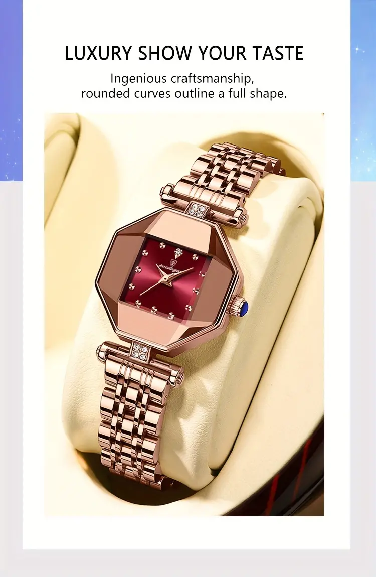 poedagar womens luxury dial cutting quartz watch elegant polygon pointer analog stainless steel wrist watch details 5