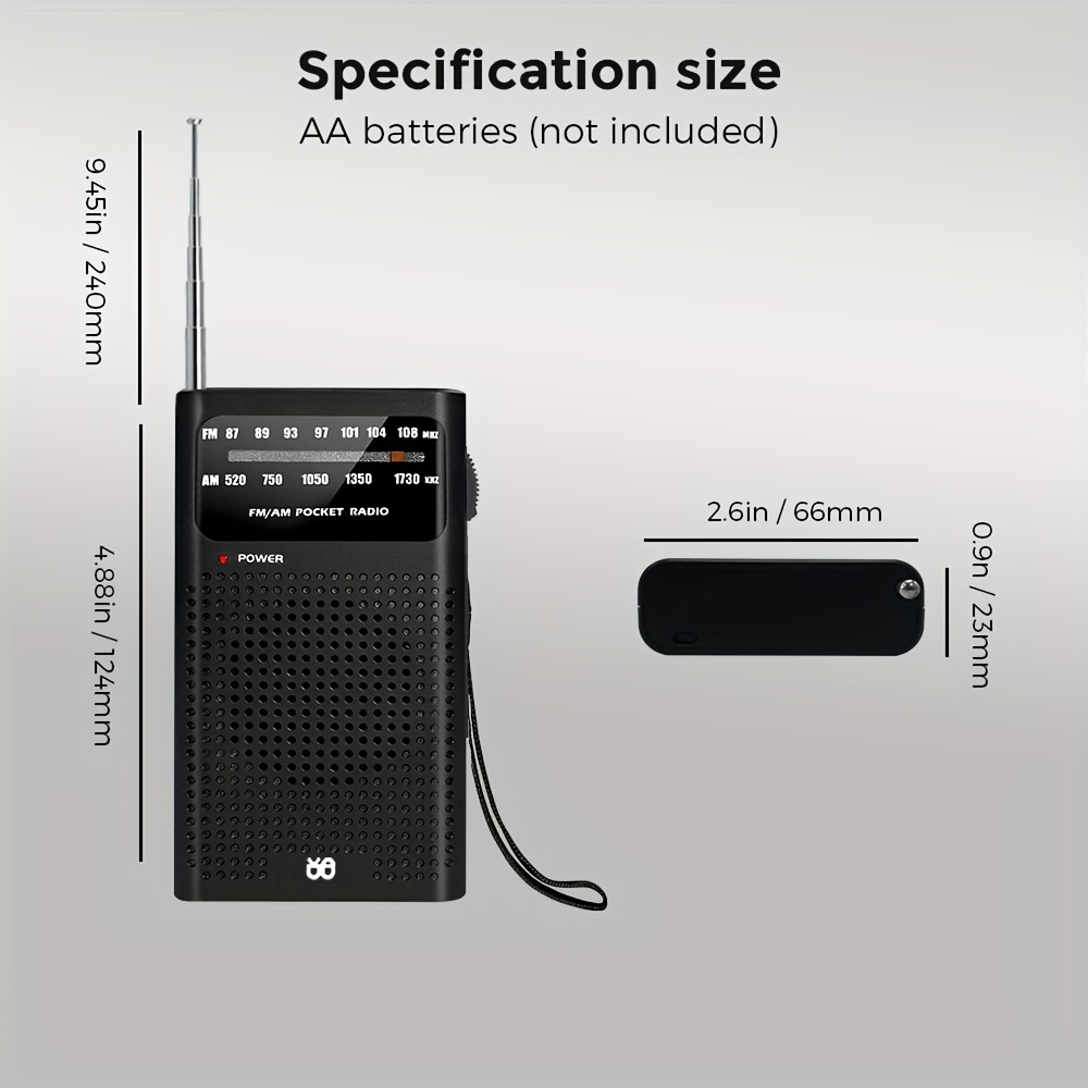 PowerBear Portable Radio | AM/FM, 2AA Battery Operated with Long Range  Reception for Indoor, Outdoor & Emergency Use | Radio with Speaker &  Headphone