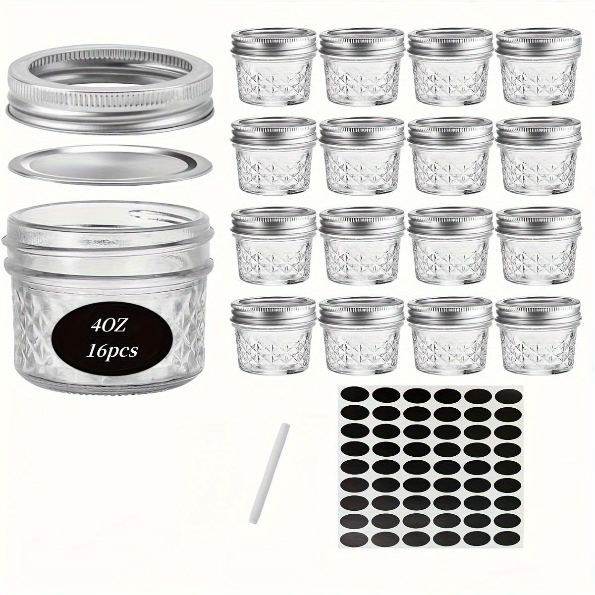 Whiteboard Mason Jars With Silver Lids For Kitchen Storage, Pickles, And Spice  Jars - Includes Wide Mouth Stickers And Whiteboard Pens - Temu