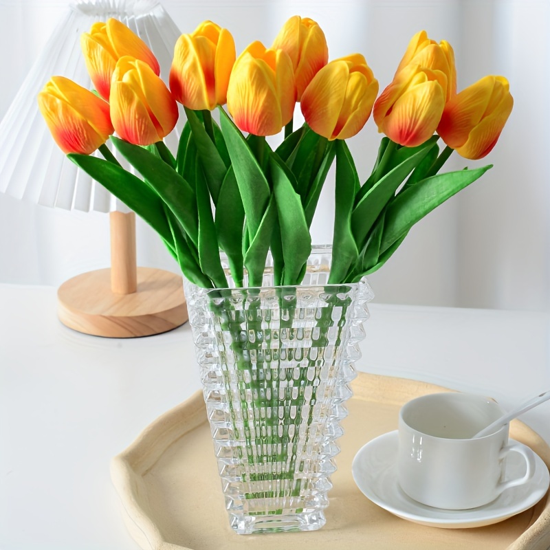 Vero tocco Tulipani, tulipani realistici 7 steli, fiori in silicone,  tulipani rosa, tulipani arancioni, fiori in lattice, qualità Premium -   Italia