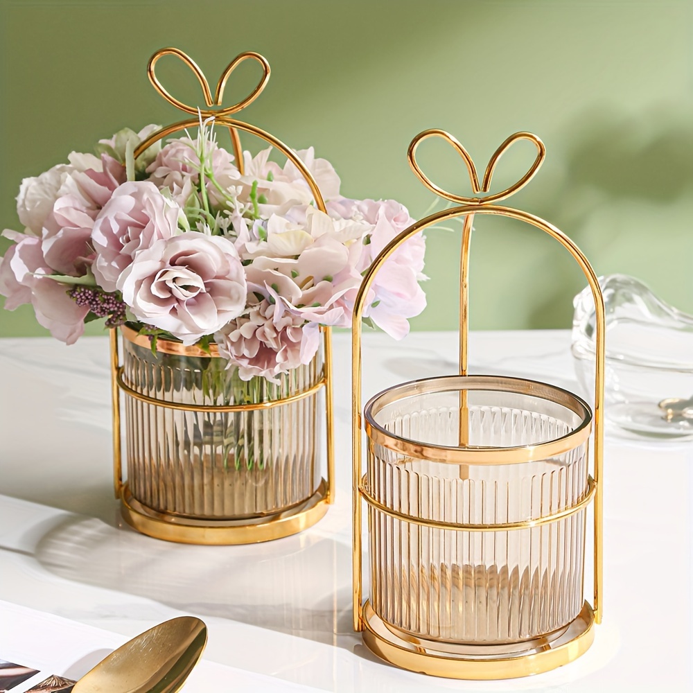 1pc Nordic Light Luxury Style Bow Living Room Decoration Vase, Flower  Basket Decoration Storage Basket