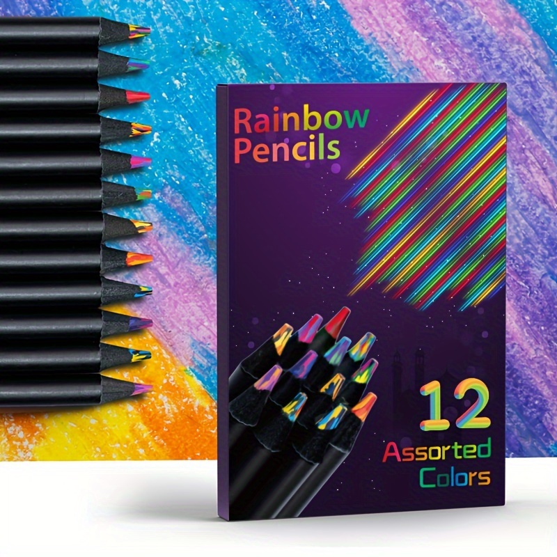 12pcs Four-color One-core Rainbow Pens - Each One Is The Same 4 Colors, One  Pen Can Draw 4 Colors,DIY Graffiti Creative Colored Wooden Pencils, Easy T