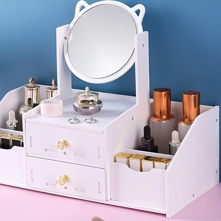  Caja de cosméticos con espejo, organizador de maquillaje de  viaje multiusos, con luz LED y tapa de espejo para mujeres, tamaño de viaje  : Belleza y Cuidado Personal