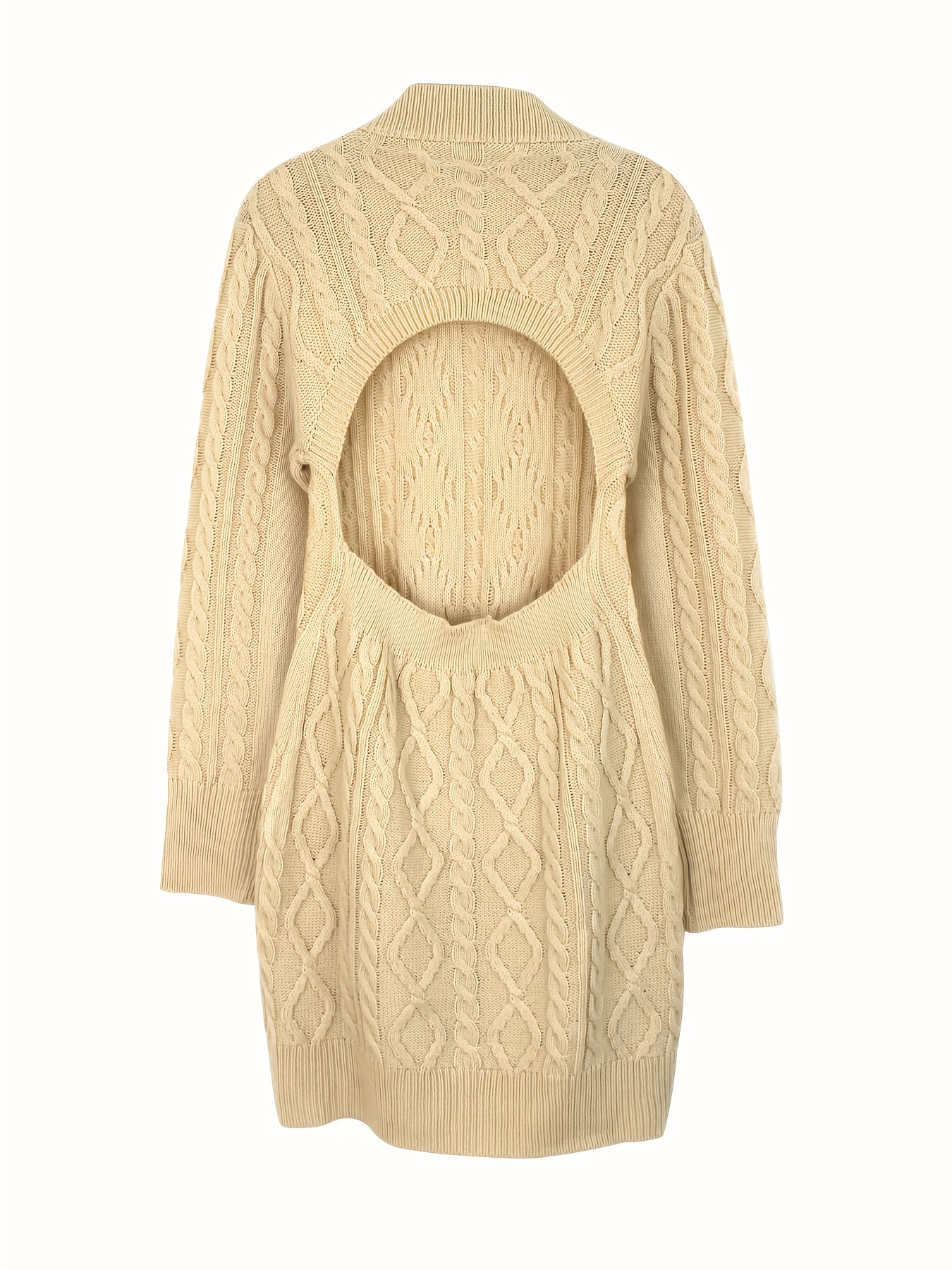 Cable Knit Sweater Dress - Cream
