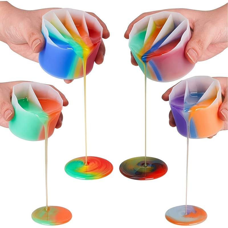 6Pcs Split Cup Flower Pour Cup Silicone Paint Cup Acrylic Pouring Strainers  Set for Paint Pouring Capacity Mixing Cups for DIY Pouring Acrylic Paint