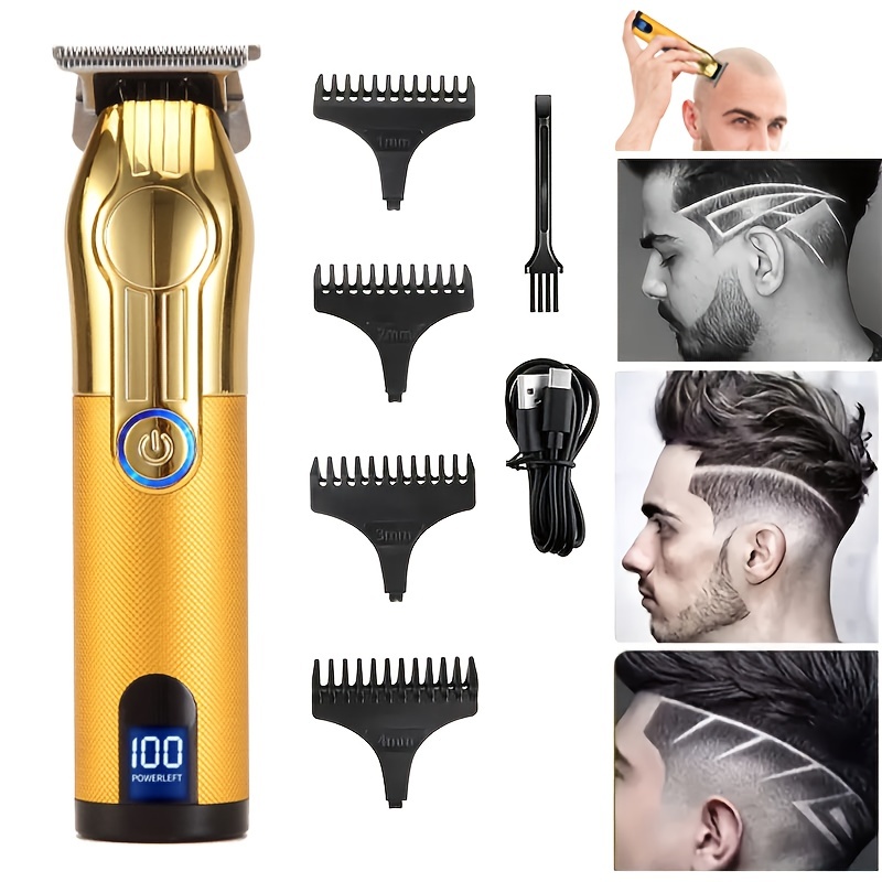 Kit de cortapelos profesional, cortapelos inalámbricos para hombres,  cortadora de pelo para barbero y recortadora de hoja en T de espacio cero  con