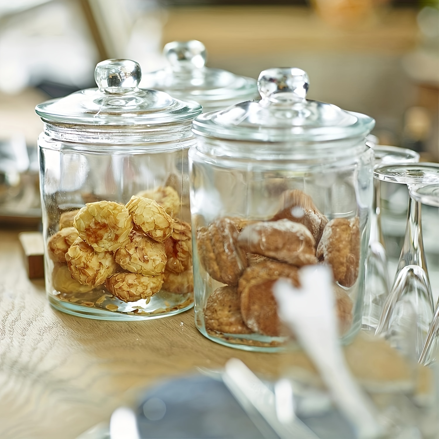 Glass Cookie Jar Glass Food Storage Containers With Airtight - Temu