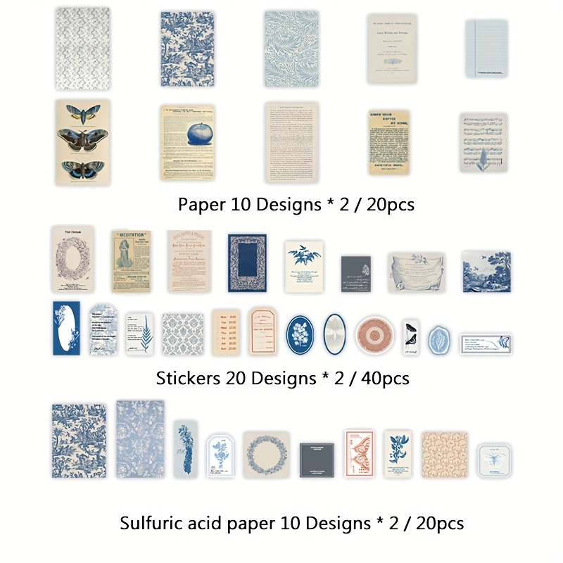 40pcs/pack Vintage Burning Style Materials Stickers Kit Decor Junk