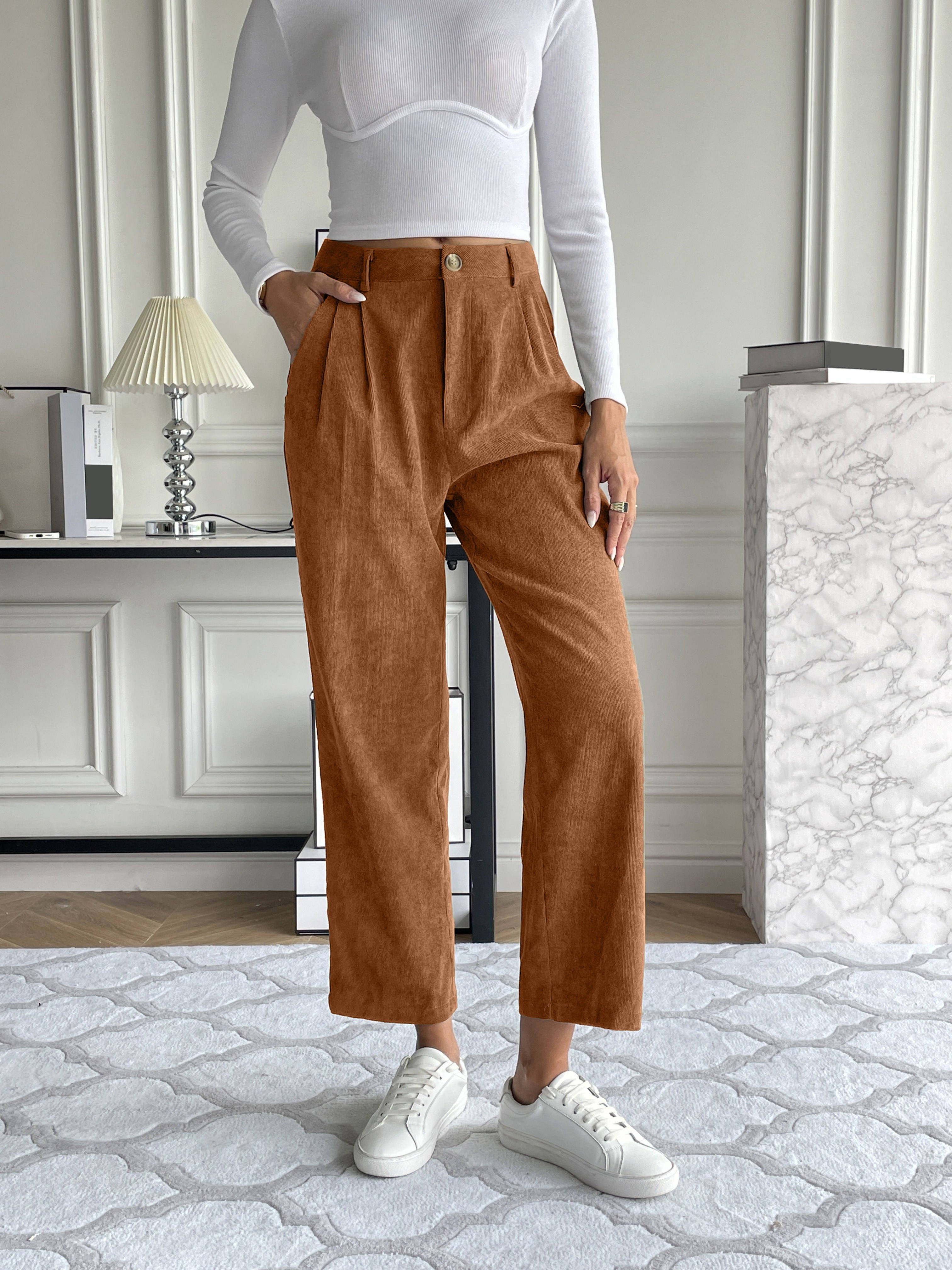  Womens Clothes Womens Corduroy Pants High Waisted