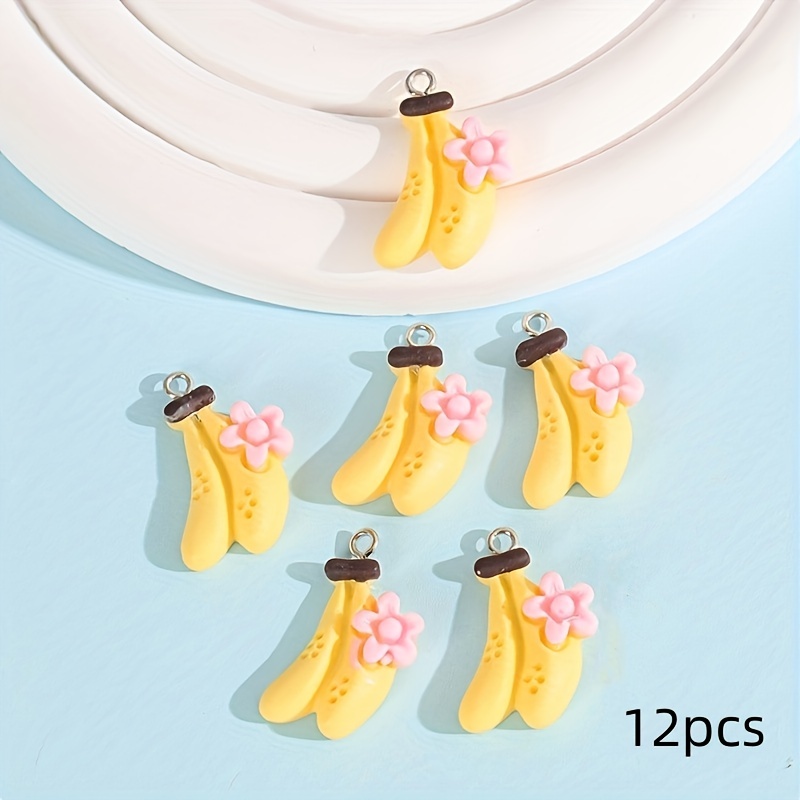 Acrylic Kawaii Charms, Chunky Banana Fruit Pendant, Pastel Jewellery, MiniatureSweet, Kawaii Resin Crafts, Decoden Cabochons Supplies