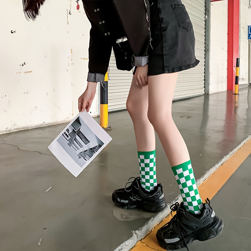 Plaid Print Socks Breathable All-match Stockings Women's Hosiery