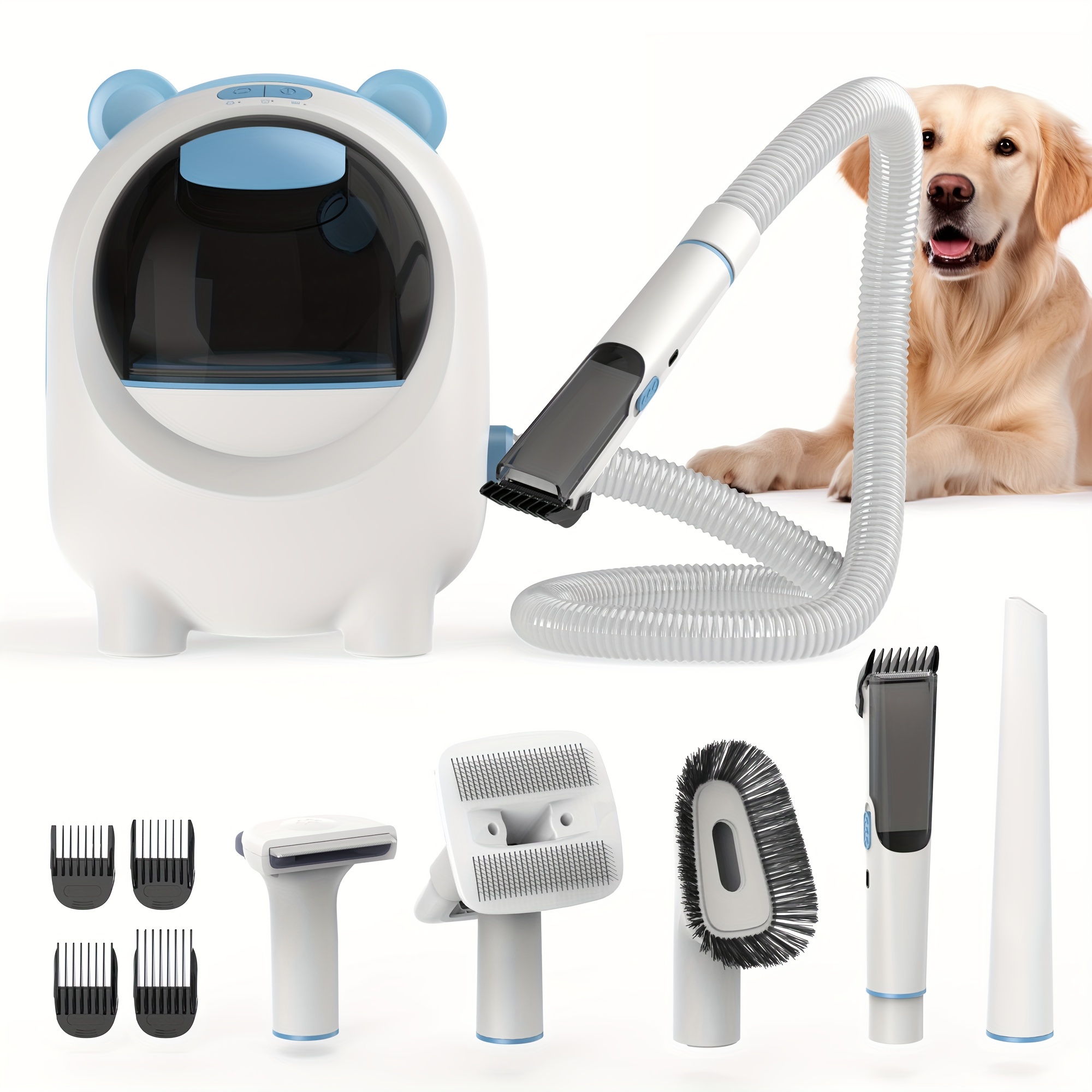 Acekool Aspiradora de pelo de perro, kit de aseo para perros aspira el 99%  de pelo de mascotas, potencia de succión de 11 Kpa, bajo ruido, 5