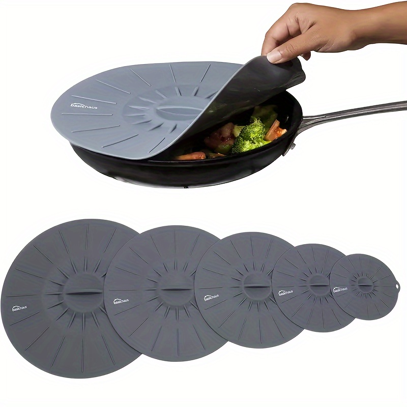 Kitchen + Home Silicone Suction Lids and Food Covers - Set of 5 - Fits  various sizes of cups, bowls, pans, or containers! 