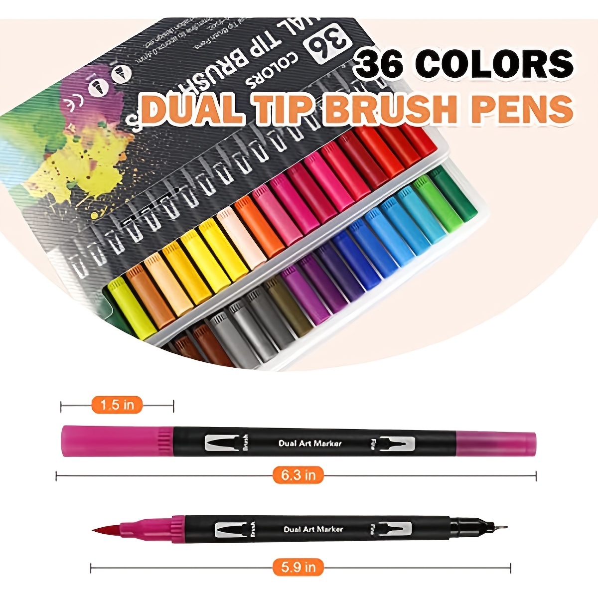 36 Colors Dual Tip Brush Markers Pen Coloring Markers - Temu