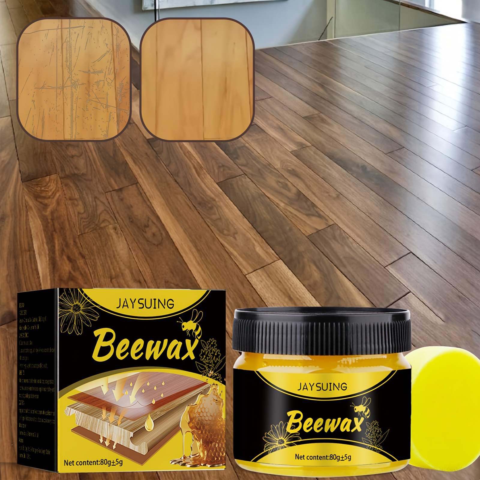 Cargen 3 Pcs Wood Seasoning Beewax Natural Beewax Traditional Wood Wax Multipurpose Beeswax Furniture Polish for Wood Polish Furniture Care