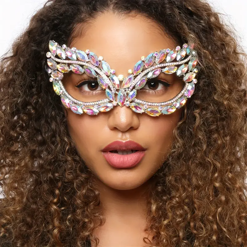 1PC Luxurious Eye Mask Full Rhinestone Decoration Glitter Mask Women  Dancing Ball Themed Party Cosplay Accessories