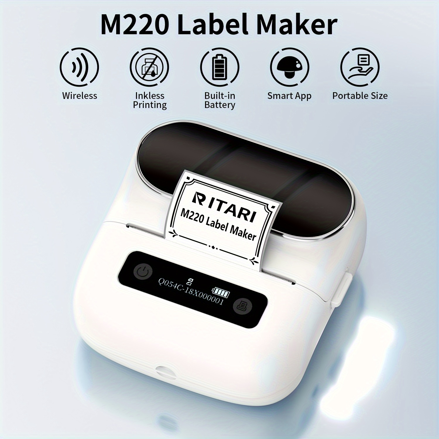 Itari Impresora térmica de etiquetas M220, impresora portátil sin tinta  inalámbrica Bluetooth para código de barras, dirección, etiquetado, correo