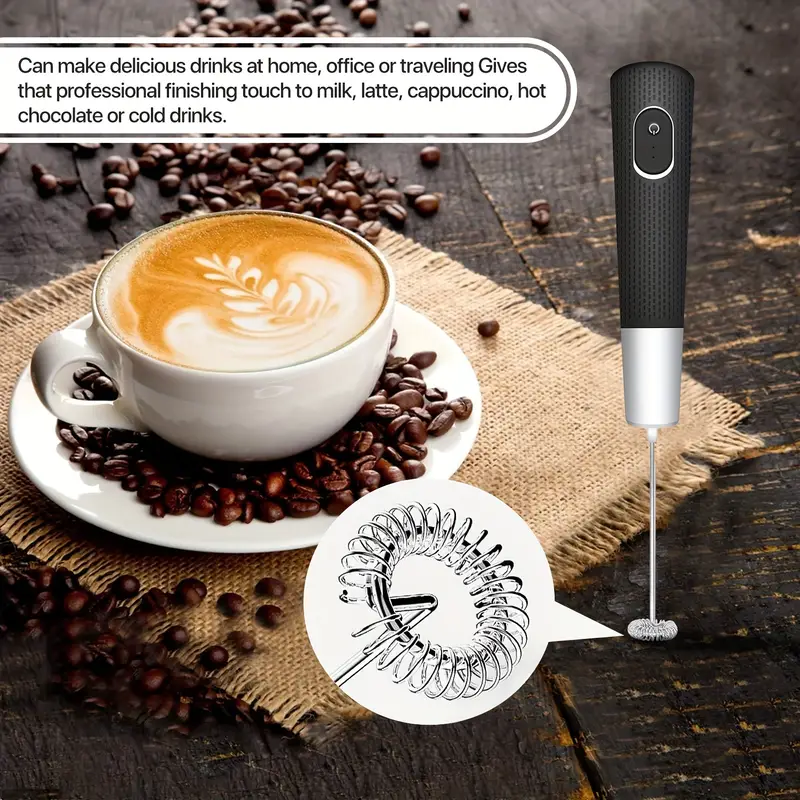 Rechargeable Handheld Electric Milk Frother Usb Rechargeable - Temu