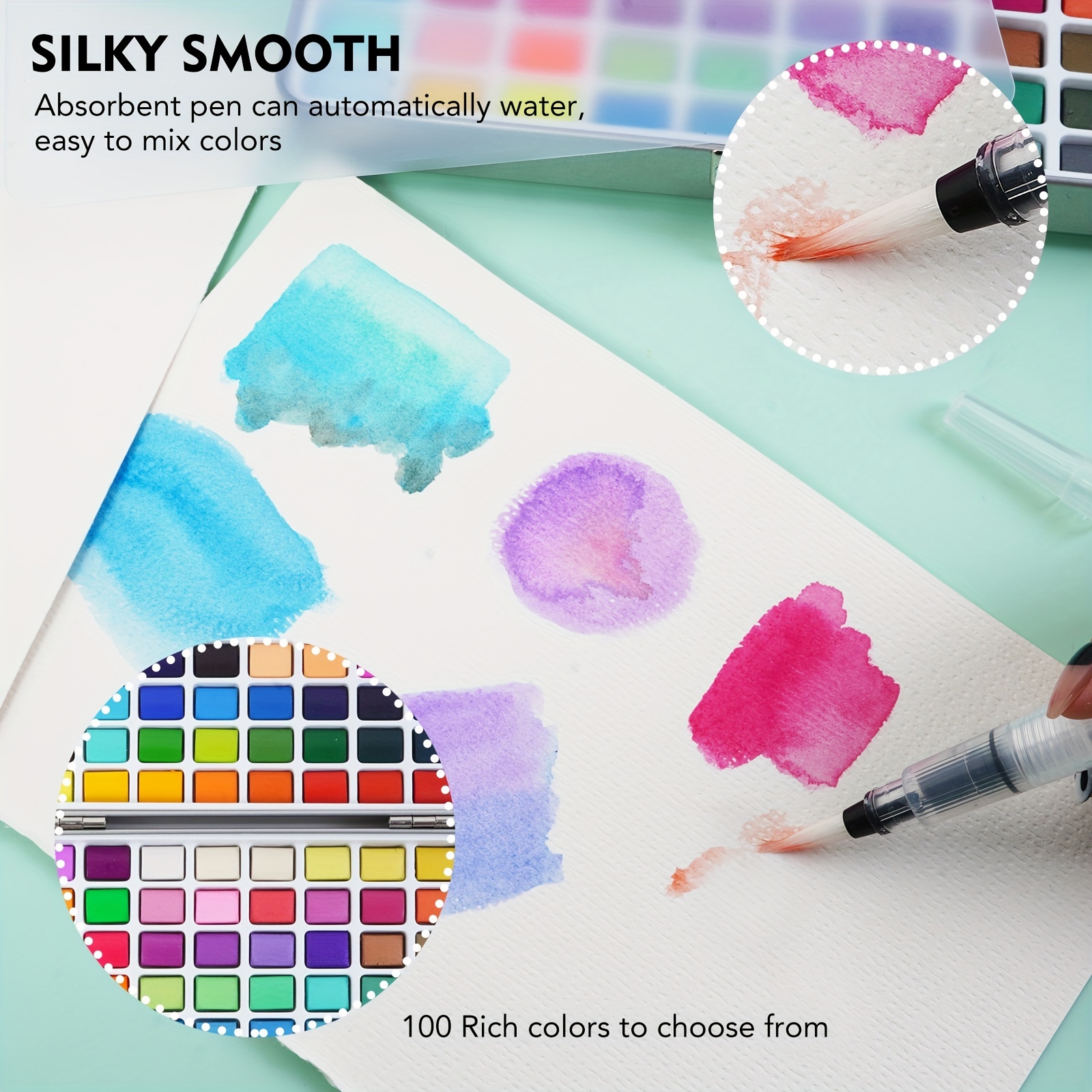 Handy Watercolor Travel Kit Portable Solid-pigment With Absorbent