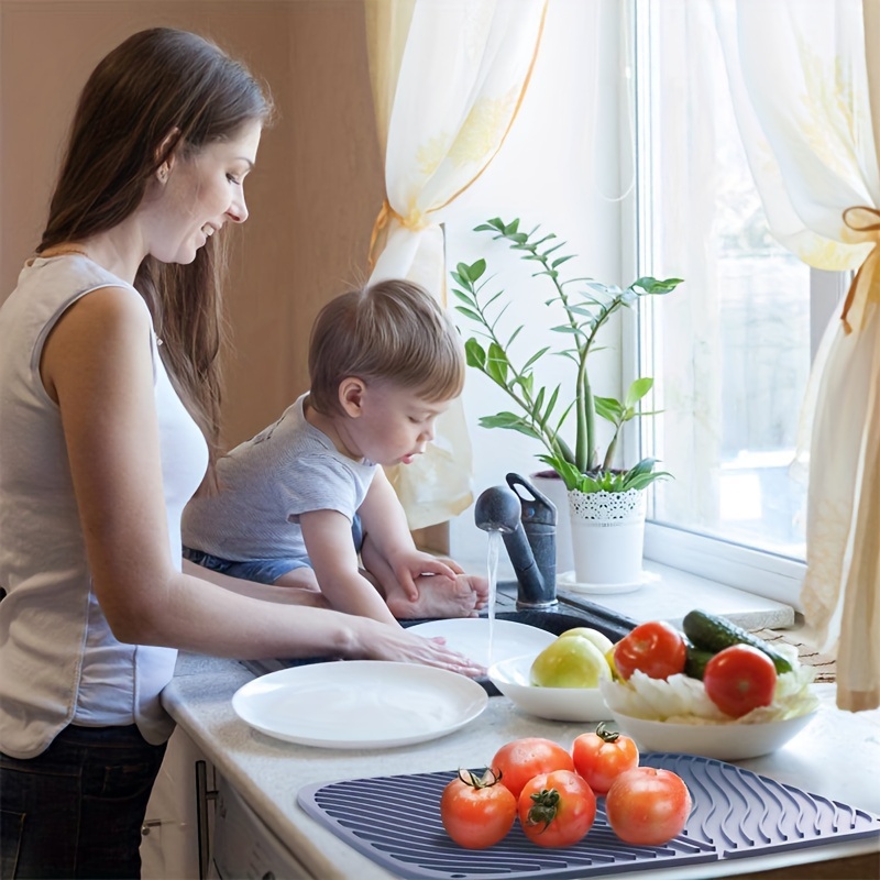 Dish Drying Mats For Kitchen Counter, Heat Resistant Non-slip Draining Mat,  Kitchen Gadgets, Kitchen Accessories, - Temu