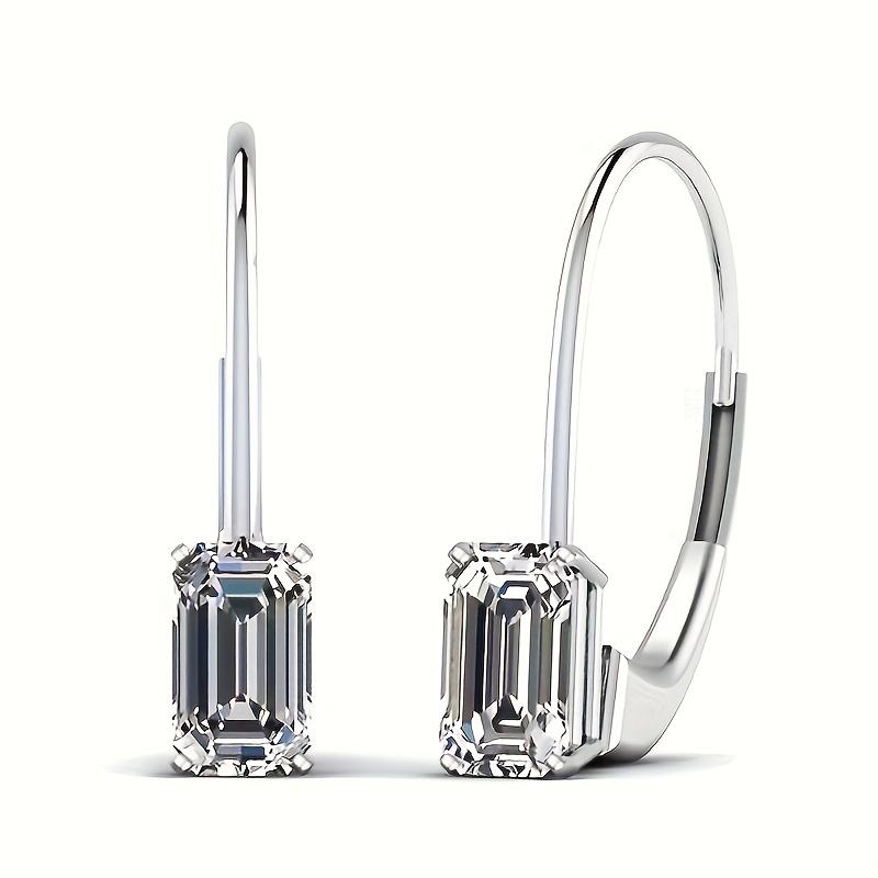 

Simple Inlaid Square Zirconia Hoop Earrings For Women Daily Accessories Elegant Leisure Style Silver Plated (no Box)