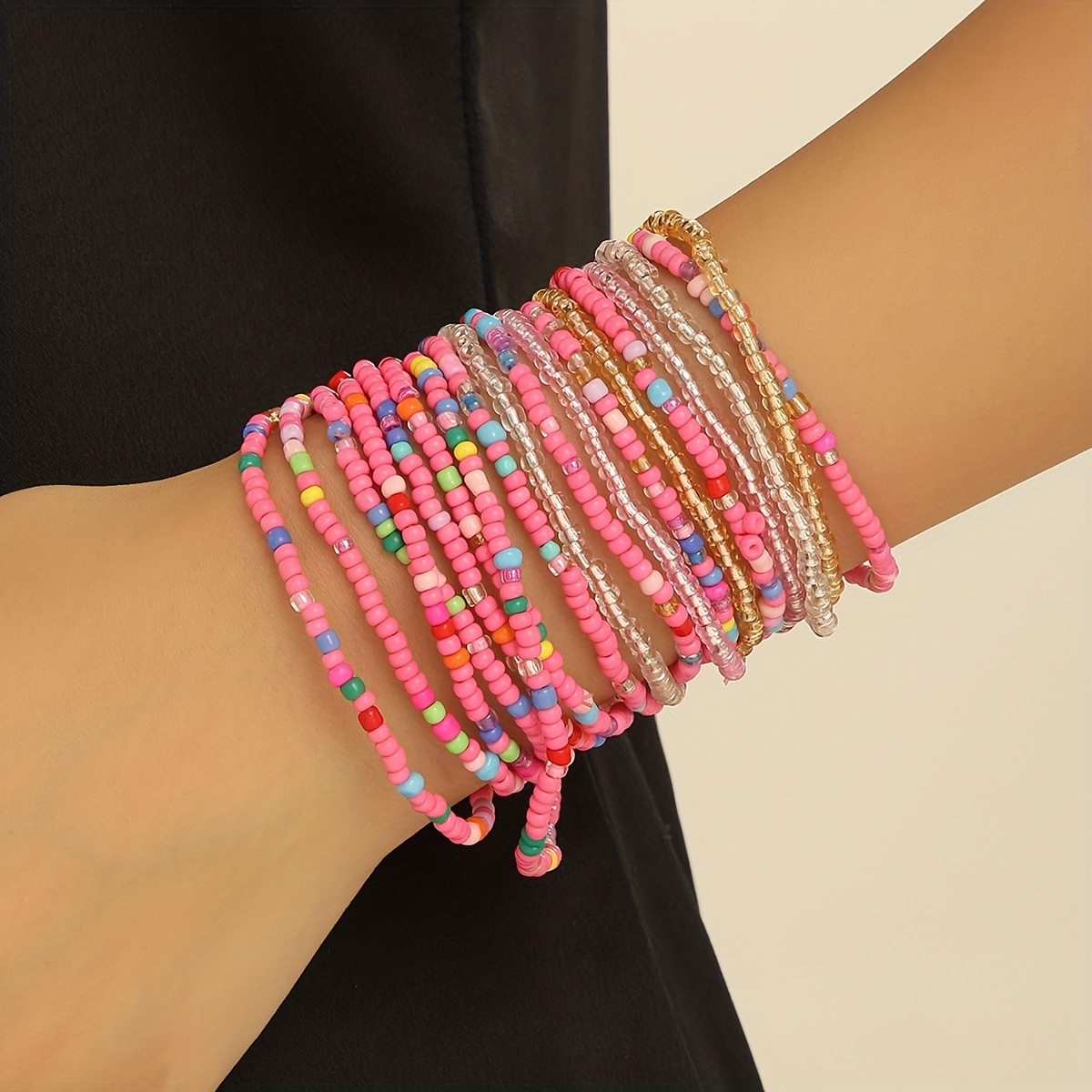 Multi Color Soft Clay Beads Beaded Bracelet Set Women - Temu Canada